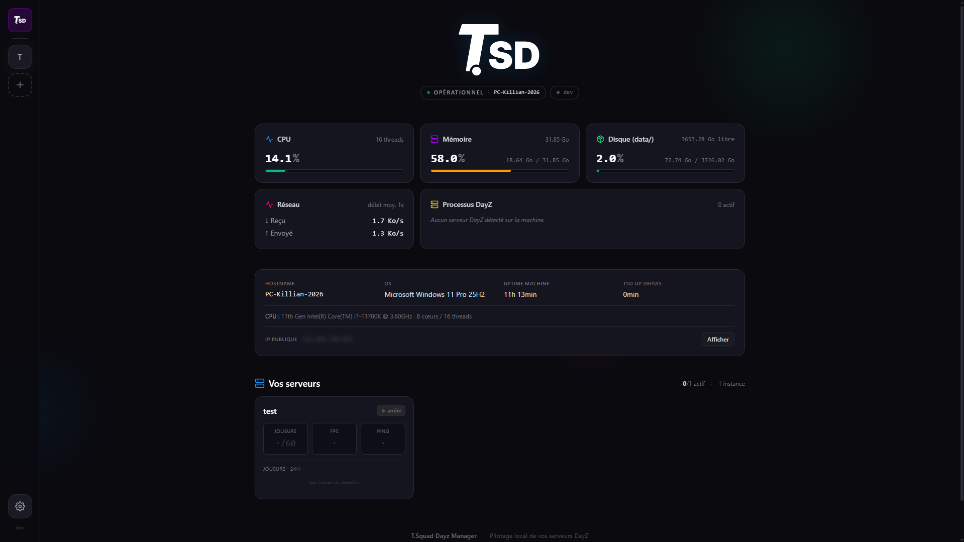 TSD Dashboard Mockup